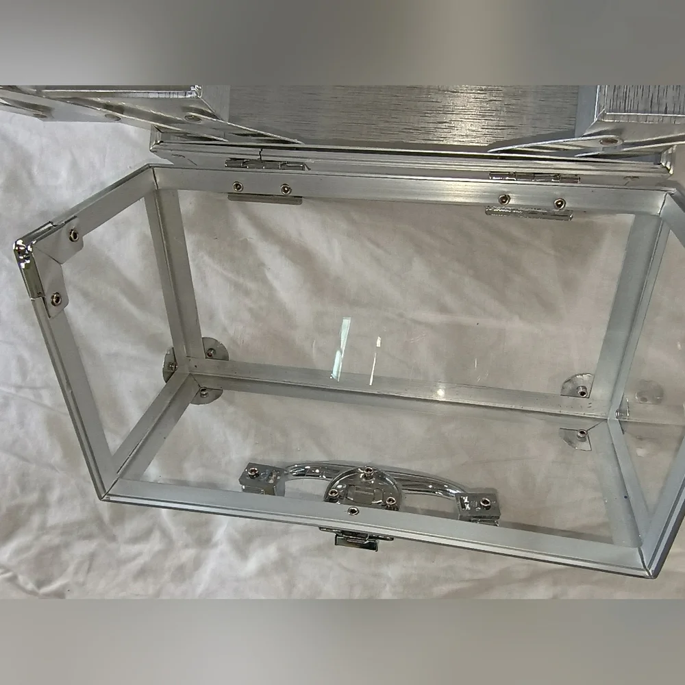 Vintage 90s Caboodles Silver Metallic & Acrylic Cosmetics/Crafts Organizer